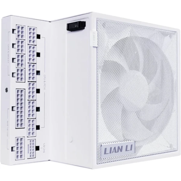 Lian Li Edge 850W Full Modular Power Supply 80+ Gold - ATX 3.1 - PCIE 5.1 Support - 12V-2x6 Connector - L-Shape Design for Dual Chamer Case - Without USB/Fan Hub - White