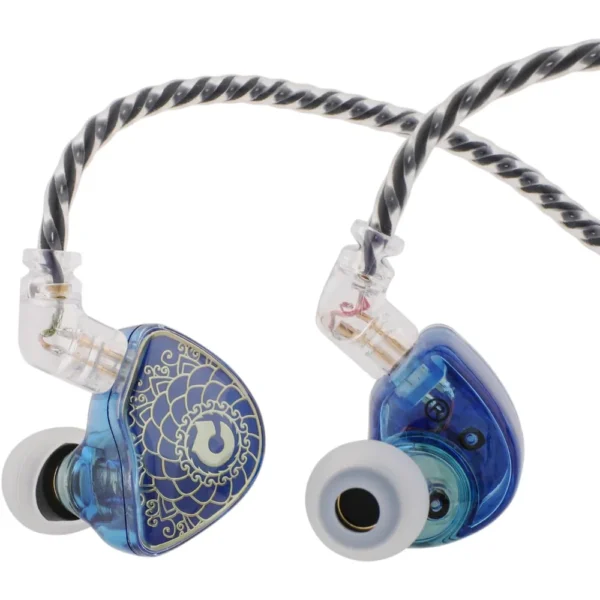 Linsoul TANGZU Wan'er S.G HiFi 10mm Dynamic Driver PET Diaphragm In Ear Earphone with Ergonomic Shape, Detachable 2Pin OFC Braided Cable for Audiophile Musician DJ Stage (Blue, with Mic)