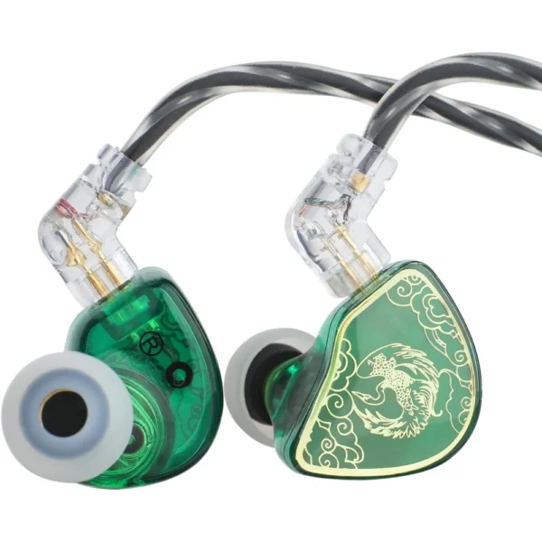 Linsoul TANGZU Wan'er S.G HiFi 10mm Dynamic Driver PET Diaphragm In Ear Earphone with Ergonomic Shape, Detachable 2Pin OFC Braided Cable for Audiophile Musician DJ Stage (Green, with Mic)