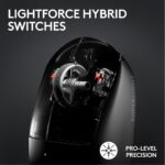 Logitech G PRO X SUPERLIGHT 2 Wireless Gaming Mouse, 4K Polling, Lightweight, LIGHTFORCE Hybrid Switches, HERO 2 Sensor, 32,000 DPI, 5 Programmable Buttons, USB-C Charging, PC & Mac - Black - Image 4