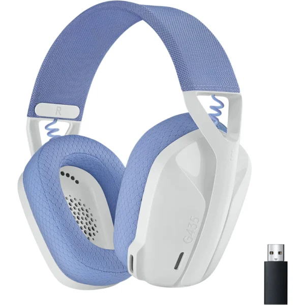 Logitech G435 LIGHTSPEED Wireless Bluetooth Gaming Headset - Lightweight, Mic, 18hr, Dolby Atmos, PC, PS4, PS5, Nintendo Switch, Mobile - Off-white and Lilac