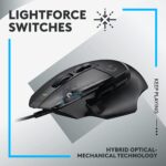 Logitech G502 X Wired Gaming Mouse - LIGHTFORCE hybrid optical-mechanical primary switches, HERO 25K gaming sensor - Black - Image 5