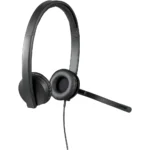 Logitech H570e Wired Headset, Stereo Headphones with Noise-Cancelling Microphone, USB, In-Line Controls with Mute Button, Indicator LED, PC/Mac/Laptop - Black - Image 2