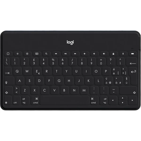 Logitech Keys-To-Go Wireless Bluetooth Keyboard For iPhone, iPad, Smartphone, Tablet, Android, Windows, Apple TV, Ultra-Thin, Ultra-Light, Short-Cut Keys, QWERTY UK Layout - Black