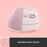 Logitech Lift Vertical Ergonomic Wireless Mouse - Rose - Image 3