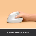 Logitech Lift Vertical Ergonomic Wireless Mouse - White - Image 2