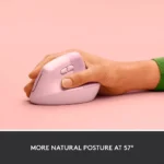 Logitech Lift Vertical Ergonomic Wireless Mouse - Rose - Image 2