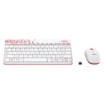 Logitech MK240 NANO Wireless Keyboard and Mouse Combo - White/Red