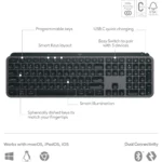 Logitech MX Keys S Wireless Bluetooth Keyboard - Graphite - Image 3