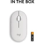 Logitech Pebble Mouse 2 M350s Slim Bluetooth Wireless Mouse, Portable, Lightweight, Customizable Button, Quiet Clicks (Tonal White) - Image 2