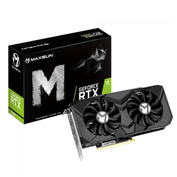 MAXSUN GeForce RTX 3060 12GB Gaming Graphics Card, GDDR6, Dual Fan, 192 bit, 1320 MHz, DirectX 12, 1x HDMI 2.1, 3x DisplayPort 1.4a, PCIe 4.0 Interface, Windows 11 Ready
