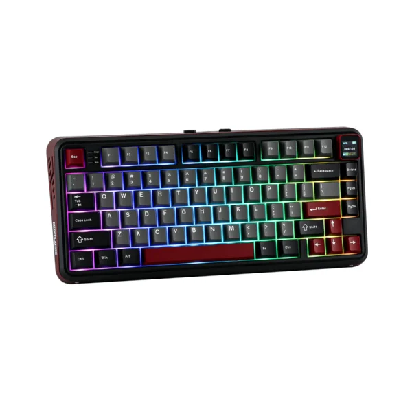 MechLands Vibe75 V2 Wireless Mechanical Keyboard, TFT Screen, 75% Gasket Mounted, Double-shot PBT Keycaps, Hot Swappable, Three-Mode Connectivity – Black – ML Cream Mint Switch