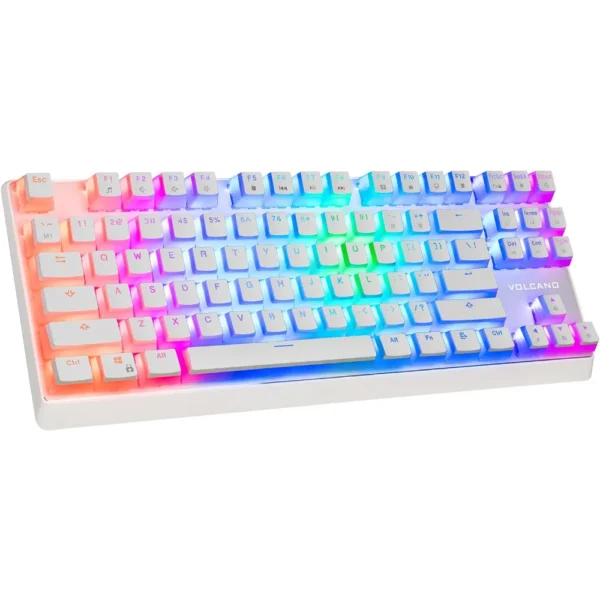 MODECOM Volcano Lanparty RGB Pudding Edition Mechanical Gaming Keyboard, Outemu Switches, TKL, 87-keys, RGB Backlit, Full Anti-ghosting, Dual Injection Keycaps, Aluminum Top, Non-slip Feet, Braided Cable, Software Supported - Modern White/Brown Switches