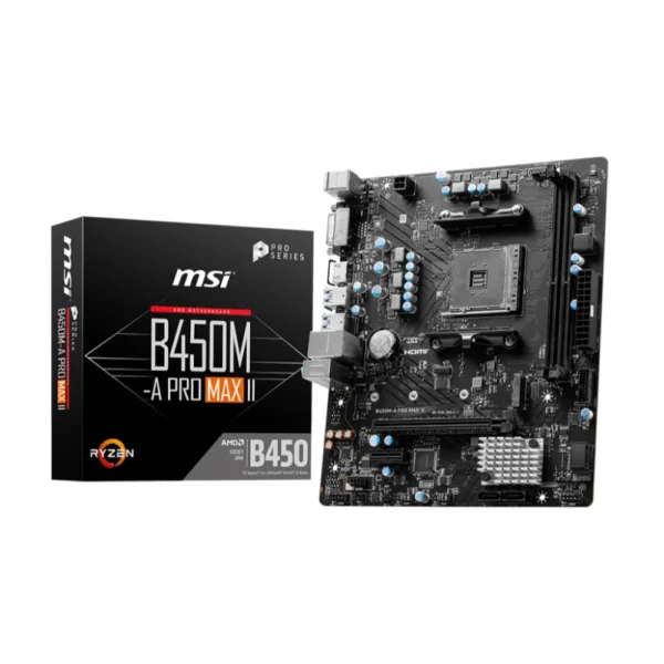 MSI B450M-A PRO MAX II DDR4 AM4 Motherboard, Micro-ATX, USB 3.2 Gen 1 HDMI, PCIe Gen3 x4, Memory up to 4133 (OC) MHz