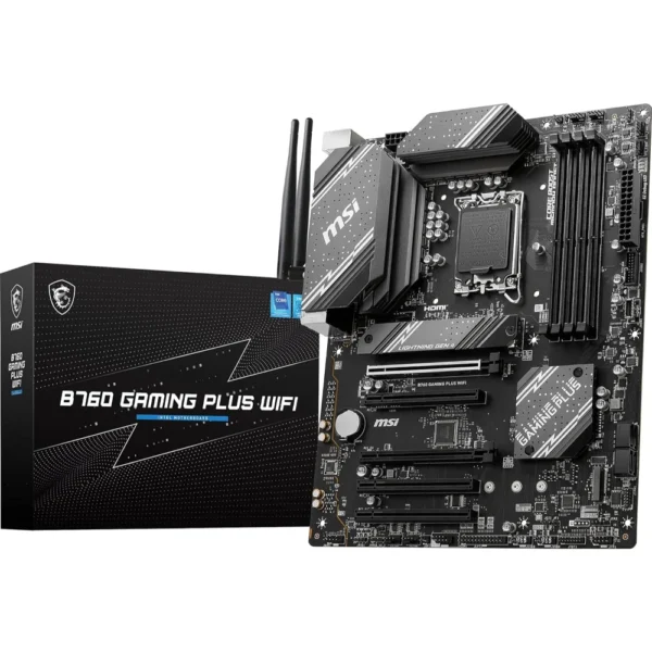 MSI B760 Gaming Plus WiFi DDR5 Gaming Motherboard (Supports 12th/13th/14th Gen Intel Processors, LGA 1700, PCIe 4.0, M.2, 2.5Gbps LAN, USB 3.2 Gen2, HDMI/DP, Wi-Fi 6E, Bluetooth 5.3, ATX)