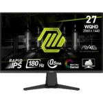 MSI MAG 275QF 27-inch 2K IPS 180Hz Gaming Monitor, 2560 x 1440 (QHD), 0.5ms Response Time, HDR Ready, HDMI, DP Port, Tilt Adjustable