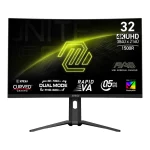 MSI MAG 321CUPDF 32-inch Dual Mode UHD 160Hz / FHD 320Hz Rapid VA Curved Gaming Monitor, FreeSync Premium, Type-C, HDMI, DisplayPort, VESA Mountable, Tilt, Height Adjustable, Speaker, 0.5ms (GtG), Black