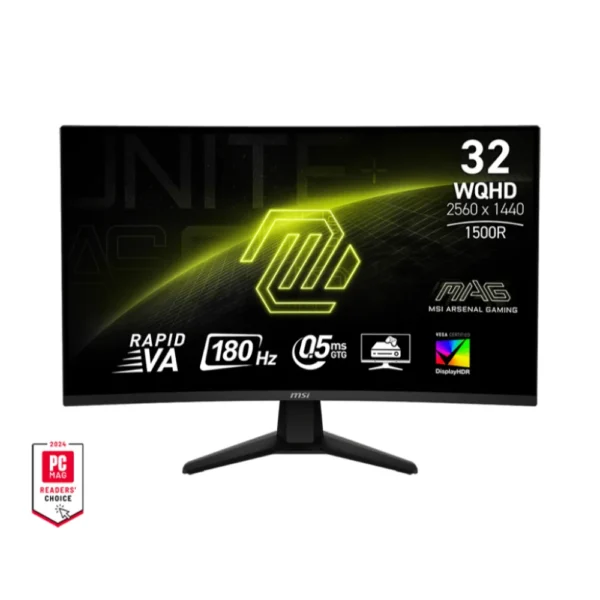 MSI MAG 32CQ6F 31.5in Curve VA Gaming Monitor 1500R Rapid WQHD 180Hz 0.5ms DisplayHDR 400 Adaptive-Sync