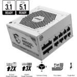 MSI MAG A850GL PCIE 5 & ATX 3.0 Gaming Power Supply - Full Modular - 80 Plus Gold Certified 850W - Compact Size - ATX - White - Image 2