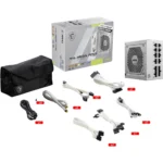 MSI MAG A850GL PCIE 5 & ATX 3.0 Gaming Power Supply - Full Modular - 80 Plus Gold Certified 850W - Compact Size - ATX - White - Image 4