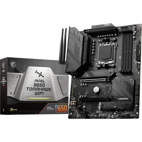 MSI MAG B650 Tomahawk WiFi Gaming Motherboard (AMD AM5, ATX, DDR5, PCIe 4.0, M.2, SATA 6Gb/s, USB 3.2 Gen 2, HDMI/DP, Wi-Fi 6E, AMD Ryzen 7000 Series Desktop Processors)