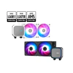 MSI MAG Coreliquid A13 240 AIO ARGB CPU Liquid Cooler - 240mm Radiator - LGA 1700/1851/AM5/AM4 Compatible - Dual 120mm ARGB PWM Fans - White - Image 2