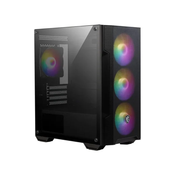 MSI MAG Forge M100A Micro-ATX Tower Tempered Glass Gaming PC Case (Black, 4 x 120mm Auto-RGB Fans, USB 3.2 Gen 1 Type-A, Magnetic Dust Filter, Micro-ATX, Mini-ITX)
