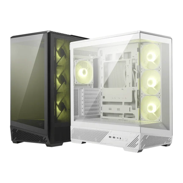 MSI MAG PANO 130R PZ ATX Panoramic Desktop Case, Supports Top/Side 360mm Radiator, Back-connect Motherboards, 4x ARGB Fan Pre-Installed - White