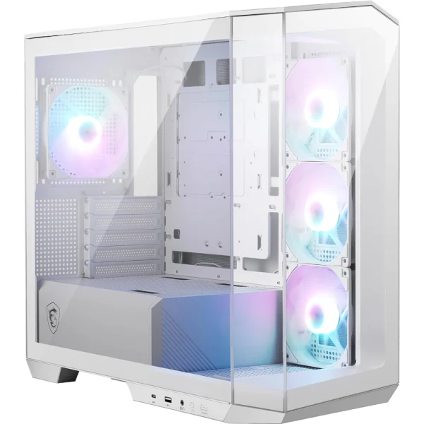 MSI MAG PANO M100R PZ Micro-ATX Panoramic Desktop Case, Supports Top 360mm Radiator, Back-connect Motherboards, 4x ARGB Fan Pre-Installed - White