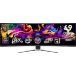 MSI MPG 491CQPX QD-OLED 49-inch (DQHD) Gaming Monitor, 240Hz, Adaptive-Synch, HDMI, Display Port, VGA Port, VESA Mountable, Tilt, Height Adjustable, Speaker, 0.03ms, Black