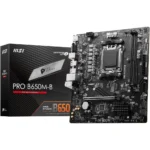 MSI PRO B650M-B Micro-ATX Motherboard (Supports AMD Ryzen 7000 Series Processors, AM5 - DDR5 Memory Boost 6800+MHz/OC, 1 x PCIe 4.0 x16, 1 x M.2 Gen4, 2.5G LAN)