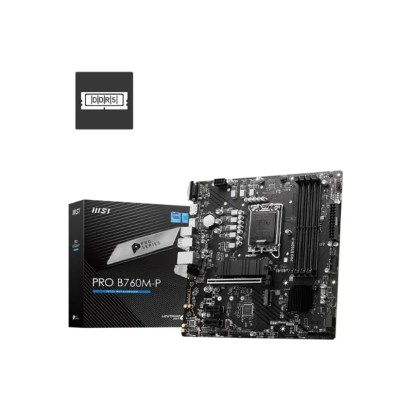 MSI PRO B760M-P DDR5 Motherboard, Micro-ATX - Supports Intel 12th & 13th Gen Core Processors, LGA 1700 - DDR5 Memory Boost 6800+MHz/OC, PCIe 4.0 x16 Slot, M.2 Gen4 Slots