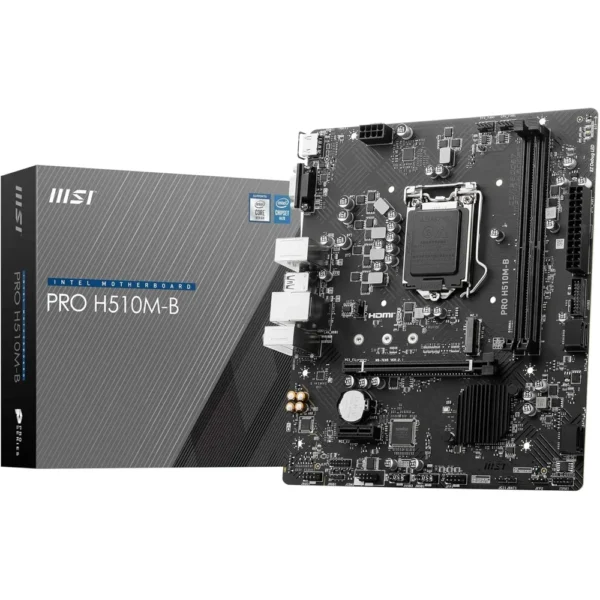 MSI PRO H510M-B DDR4 Micro-ATX Motherboard - Supports Intel Core 10th Gen Processors, LGA 1200-2 x DIMMs, 1 x PCIe 3.0 x16, USB 3.2 Gen1, 1G LAN, HDMI 1.4