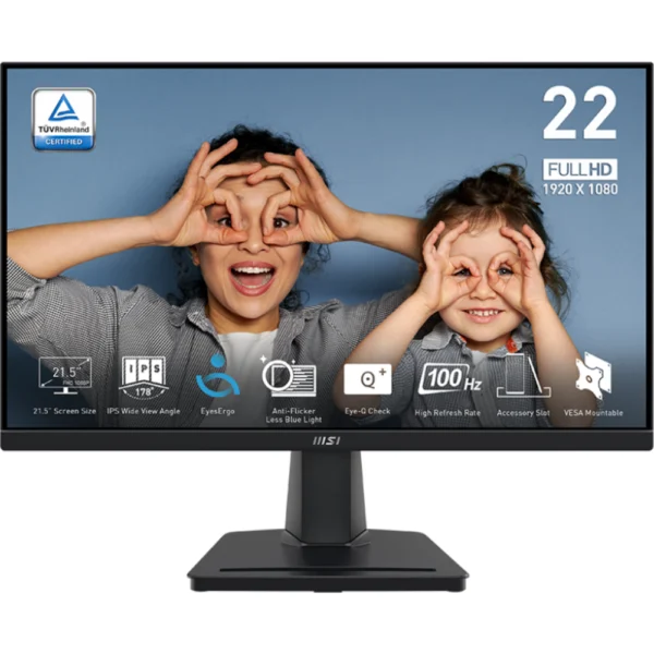 MSI PRO MP225 21.5in FHD 100Hz 1ms (MPRT) IPS LCD Business and Productivity Monitor
