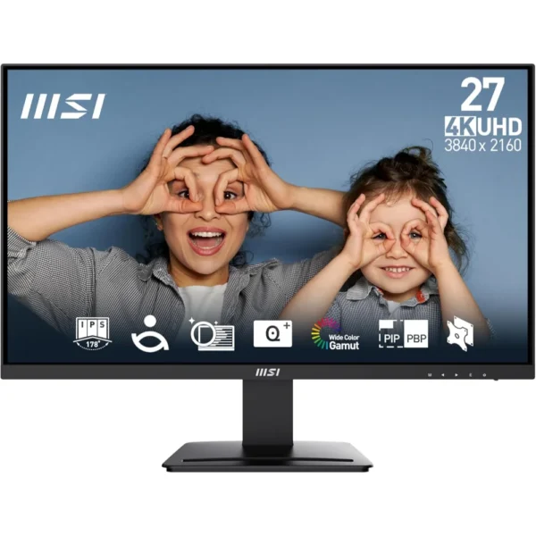 MSI PRO MP273U, 27in, IPS, 60 Hz, 3840 x 2160, 4K, UHD Computer Monitor for Business & Productivity, Adaptive-Synch, HDMI, DisplayPort, 4ms (GTG), Black