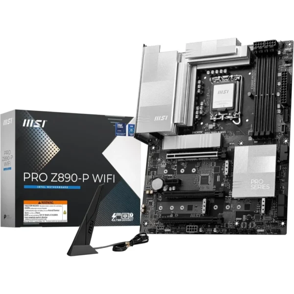 MSI PRO Z890-P WiFi DDR5 LGA 1851 Motherboard (Supports Core Ultra Series 2 Intel Processors, PCIe 5.0, M.2, SATA, 5Gbps LAN, USB Type-C, Wi-Fi 7, Bluetooth 5.4, Thunderbolt 4, ATX)