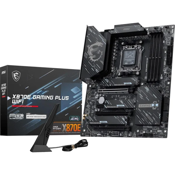 MSI X870E GAMING PLUS WiFi AM5 DDR5 Gaming Motherboard (AMD Ryzen 9000/8000/7000 Series Processors, PCIe 5.0, M.2 Gen5, SATA 6Gb/s, USB 40Gbps, HDMI, Wi-Fi 7, Bluetooth 5.4, 5Gbps LAN, ATX)