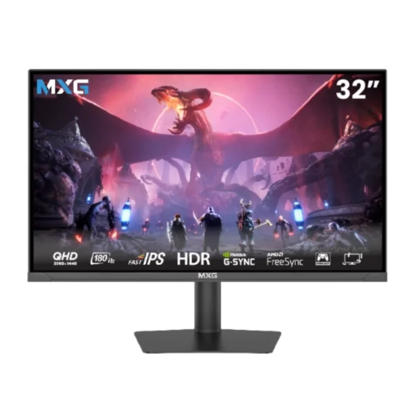 MXG G32IQ-18 32inch QHD 2K 180Hz Gaming Monitor, HDR G-Sync and FreeSync Supported, HDMI 2.0, Hydraulic Stand
