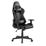 MXG GCH-01 Large Diamound Quilted PU with Headrest and Lumbar Support Gaming Chair - Black - Image 2