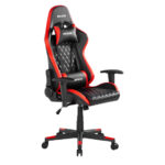 MXG GCH-01 Large Diamound Quilted PU with Headrest and Lumbar Support Gaming Chair - Black/Red - Image 2