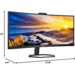 PHILIPS 34E1C5600HE 34in UltraWide QHD 21:9 Monitor With Built-in Windows Hello Webcam & Noise Canceling Mic, USB-C Docking, Stereo Speakers, 100Hz - Image 3