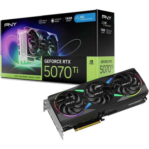 PNY GeForce RTX 5070 Ti 16GB Epic-X RGB Stealth OC Graphics Card