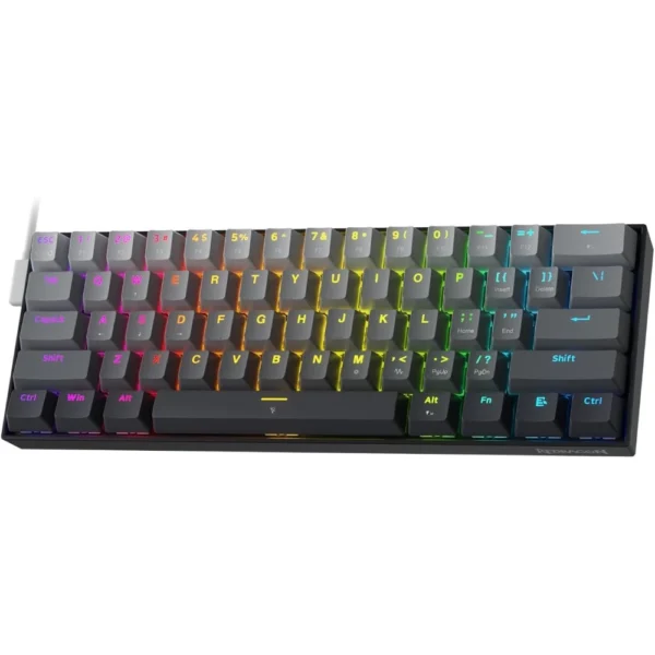 Redragon K617 Fizz Rapid Trigger Gaming Keyboard - Mist Grey - 60% 61 Keys Wired Mechanical Keyboard w/Hyper-Fast Actuation, Dedicated Magnetic Switch, Actuation Point Adjustable, 8K Hz Polling Rate