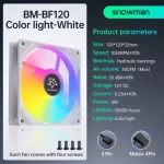 SNOWMAN CS049 Micro-ATX Mid-Tower Desktop Case, Pre-installed 3x BF120 ARGB Fans - White - Image 2