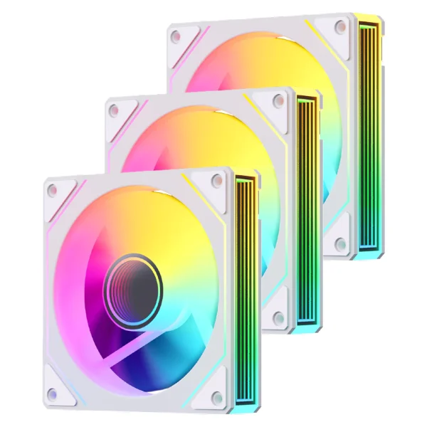 SNOWMAN LK120 ARGB 120mm Triple Fan Pack w/ H1YK ARGB 5V 3PIN TO SATA and Remote Controller - White