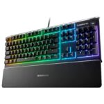 SteelSeries Apex 3 RGB Gaming Keyboard – 10-Zone RGB Illumination – IP32 Water Resistant – Premium Magnetic Wrist Rest (Whisper Quiet Gaming Switch)