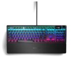 SteelSeries Apex 5 Hybrid Mechanical Gaming Keyboard – Per-Key RGB Illumination – Aircraft Grade Aluminum Alloy Frame – OLED Smart Display (Hybrid Blue Switch)