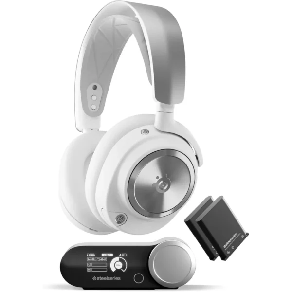 SteelSeries Arctis Nova Pro Wireless Multi-System Gaming Headset - Neodymium Magnetic Drivers - Active Noise Cancellation - Infinity Power System - Gen 2 Mic - PS5, PS4, PC, Switch, Mobile - White