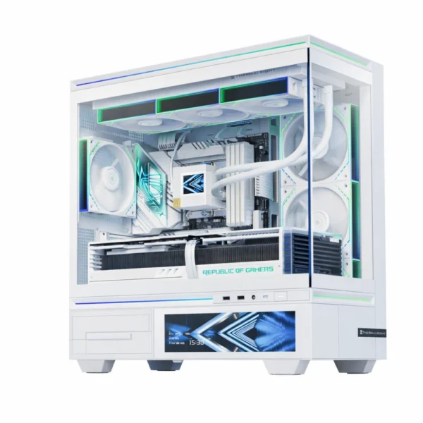 Thermalright TL-M10W VISION Micro-ATX ARGB Desktop Case w/ LCD Screen - White- 4x ARGB Fans Pre-Installed