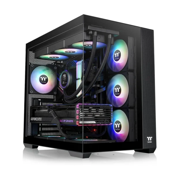 Thermaltake View 380 TG ARGB ATX Mid-Tower PC Gaming Case, 4x Pre-installed ARGB Lite Fans - Black